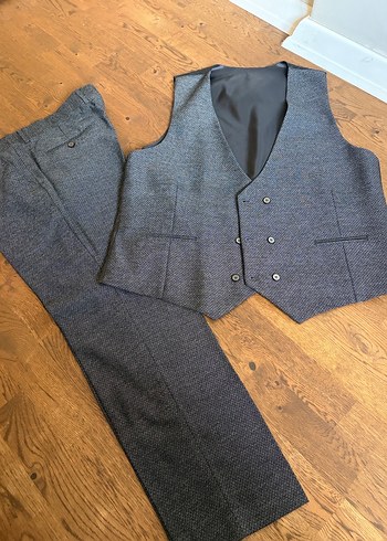 Wenitto -Gri -Siyah Regular Fit Erkek Takım Elbise Üç Parça - Görsel 3