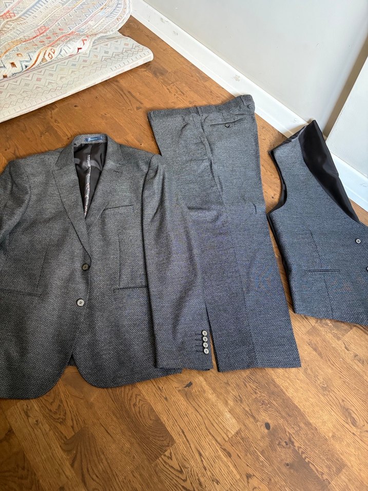 Wenitto -Gri -Siyah Regular Fit Erkek Takım Elbise Üç Parça - Görsel 2