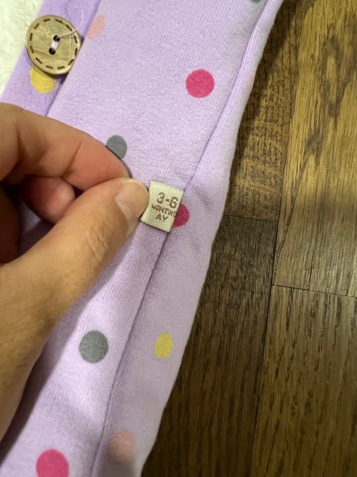 Düğmeli Mor Desenli Bebek Tulumu 3-6 ay - Görsel 4