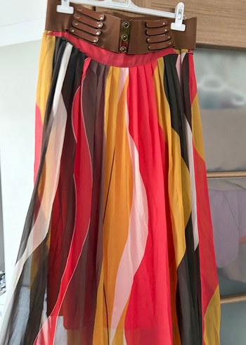 Şifon bayan Renkli Pilili Uzun Bohem Kadın Etek - Görsel 6