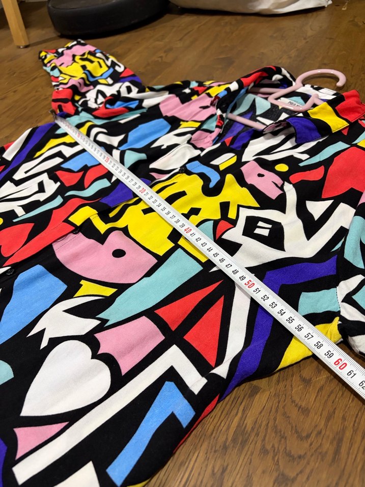 Renkli Soyut Desenli Uzun Kadın Gömlek tunik - Görsel 4