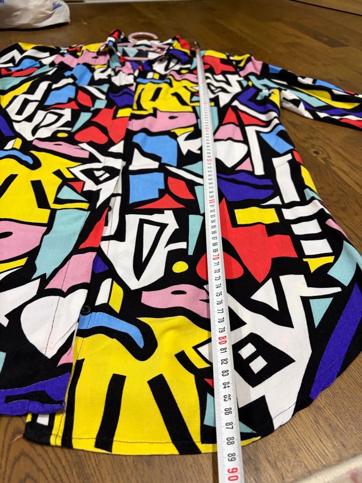 Renkli Soyut Desenli Uzun Kadın Gömlek tunik - Görsel 3