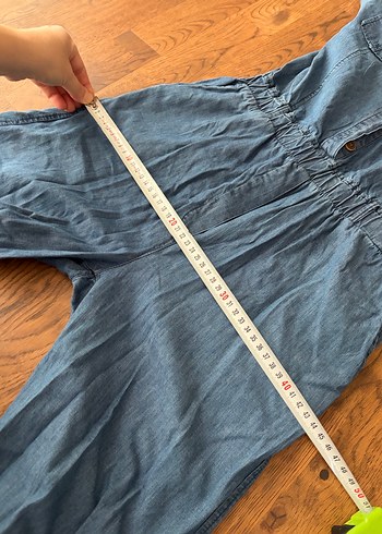 Civil Kız çocuk Düğmeli Uzun Kollu Mavi Denim Tulum - Görsel 6