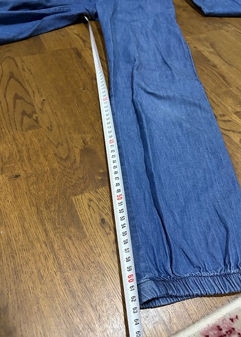 Civil Kız çocuk Düğmeli Uzun Kollu Mavi Denim Tulum - Görsel 5