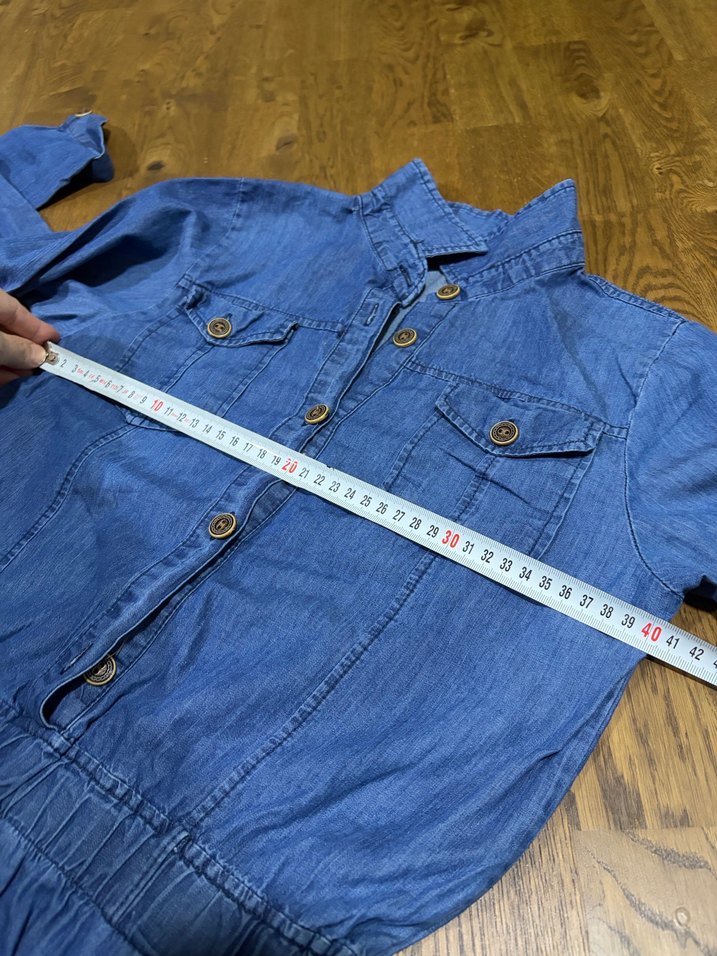 Civil Kız çocuk Düğmeli Uzun Kollu Mavi Denim Tulum - Görsel 3