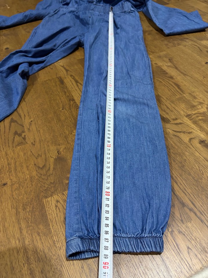 Civil Kız çocuk Düğmeli Uzun Kollu Mavi Denim Tulum - Görsel 4