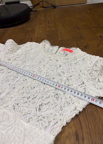 Dantel İşlemeli Beyaz Midi Elbise XS -S - Görsel 7