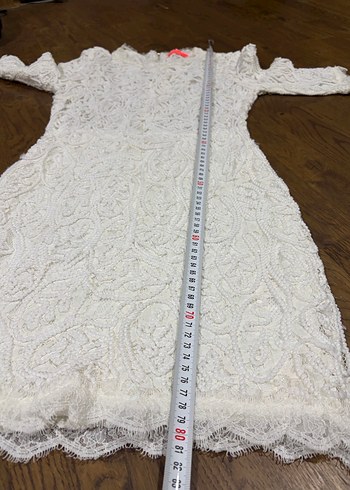 Dantel İşlemeli Beyaz Midi Elbise XS -S - Görsel 6