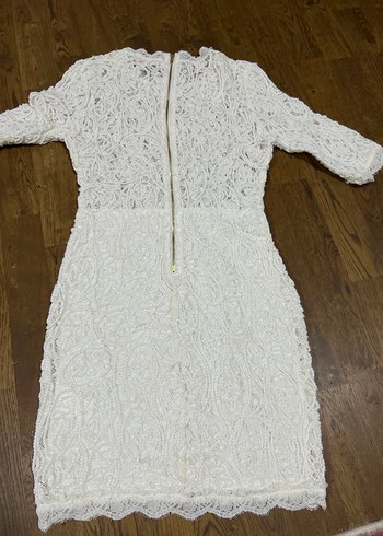 Dantel İşlemeli Beyaz Midi Elbise XS -S - Görsel 2