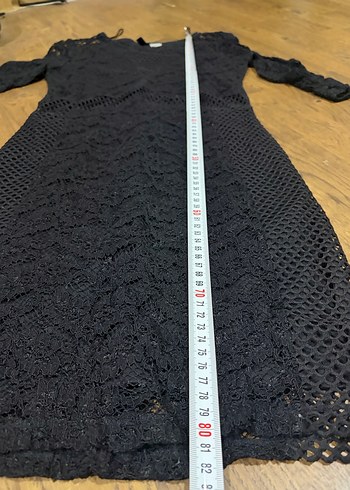 Dantel Detaylı Siyah Midi Elbise - Görsel 7