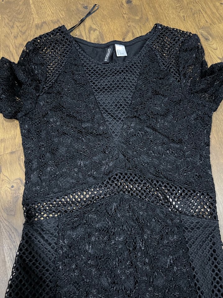 Dantel Detaylı Siyah Midi Elbise - Görsel 2