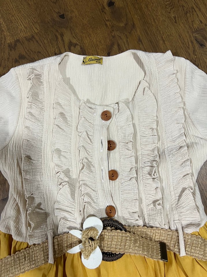 Sarı Pamuklu Bohem Kız Elbisesi 14 yaş - Görsel 2