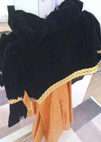 Altın İşlemeli UstKadife Altı Gold Rengi Payet Şalvar Takimi - Görsel 5