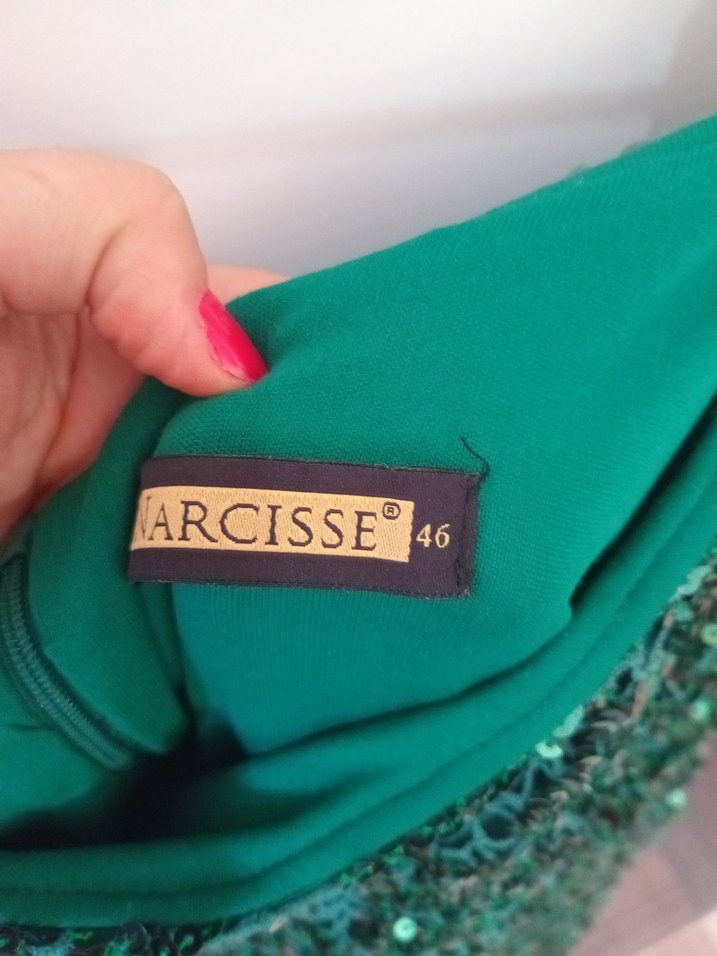 Parlak Yeşil Uzun Drapeli Abiye Elbise - Görsel 2