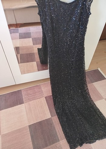 Siyah Drapeli Uzun Abiye Elbise - Görsel 2