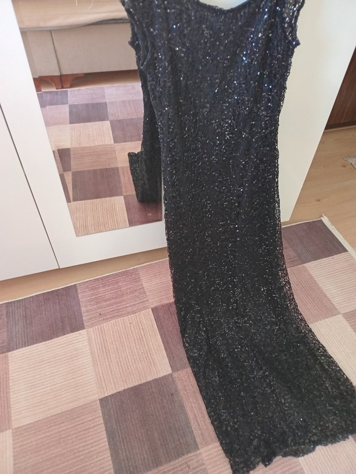 Siyah Drapeli Uzun Abiye Elbise - Görsel 2