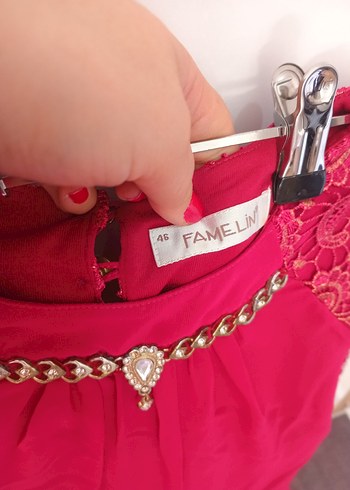 Uzun Kollu Kırmızı Dantel Bohem Elbise - Görsel 2