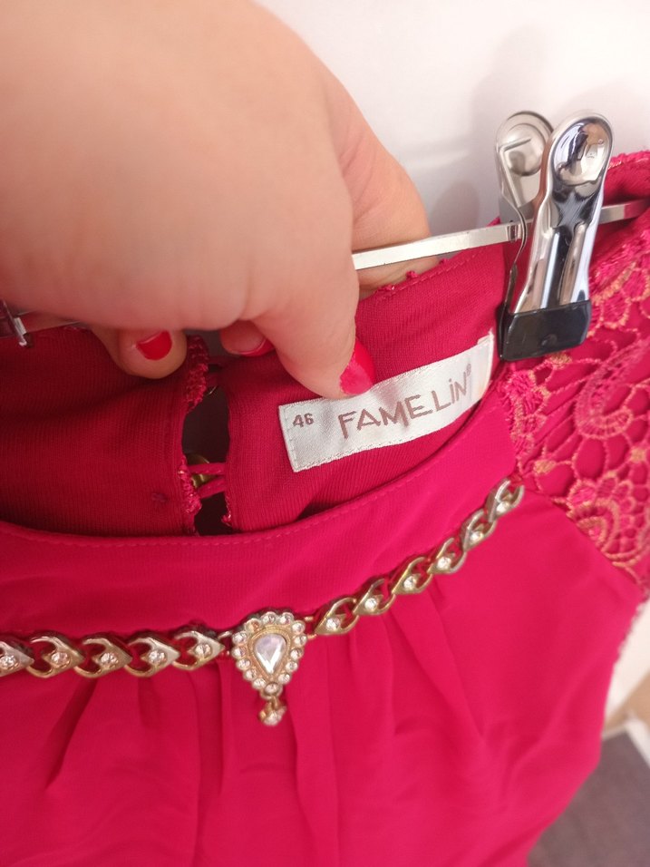 Uzun Kollu Kırmızı Dantel Bohem Elbise - Görsel 2