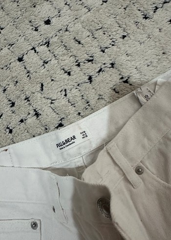 Pull and Bear Kadın Beyaz Regular Fit Mom Jean
