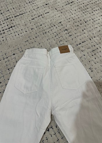 38 Beden Kadın Beyaz Regular Fit Mom Jean