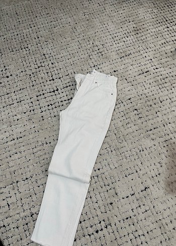 38 Beden beyaz Renk Kadın Beyaz Regular Fit Mom Jean