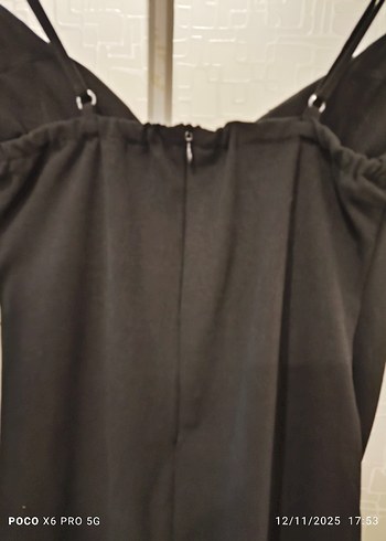 Siyah Drapeli Midi Strappy Elbise - Görsel 6