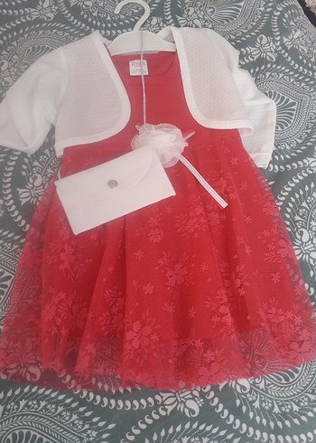 Beyaz Mini Çiçekli bebek elbisesi - Görsel 2