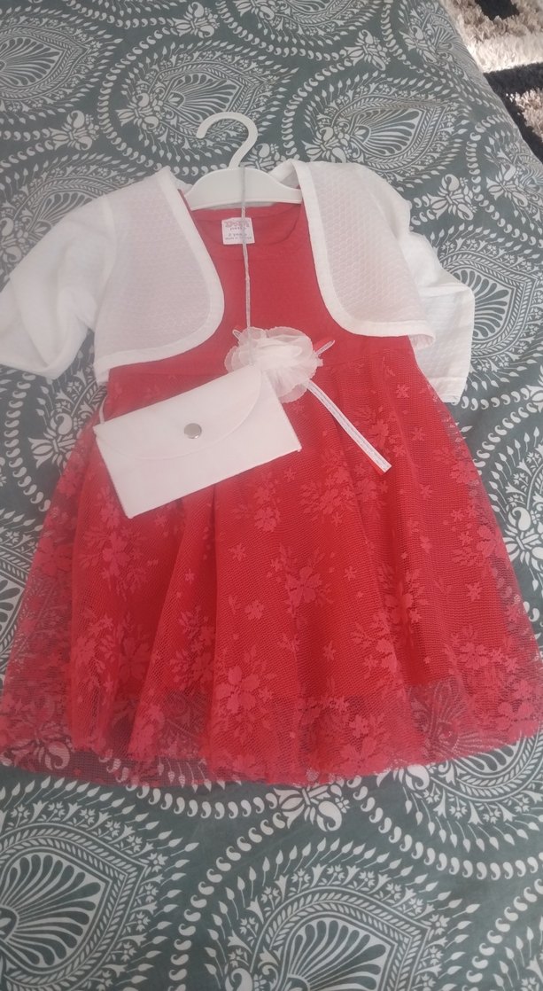 Beyaz Mini Çiçekli bebek elbisesi - Görsel 2