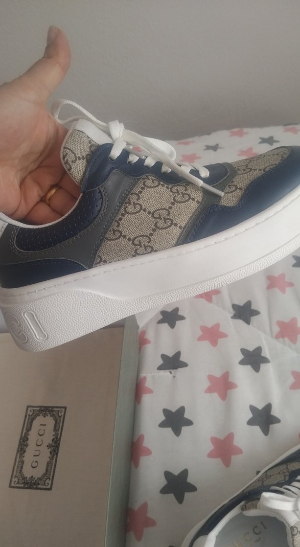 Gucci Baskılı Mavi Kadın Spor Ayakkab birebir ithl - Görsel 5