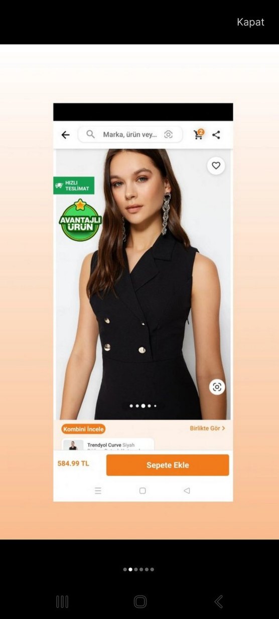 Siyah Düğmeli Uzun Kalem Elbise - Görsel 3