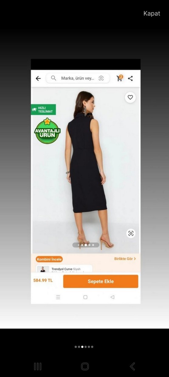 Siyah Düğmeli Uzun Kalem Elbise - Görsel 2