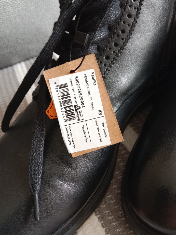 Siyah Deri Erkek bot,fabrika marka hakiki deri, - Görsel 3