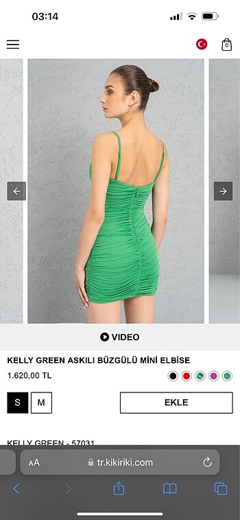 m Beden Kikiriki orjinal elbise Yeşil Pudra ve Fuşya