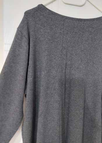 Nakışlı Gri yarim kollu dokuma bluz - Görsel 4