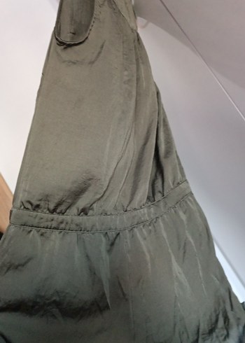 Kolsuz Kemerli haki yeşili Keten Tulum - Görsel 4