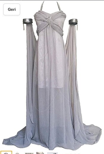 Xfang Kadın Şifon elbise Cadılar Bayramı Cosplay Kostüm Gri Uzun