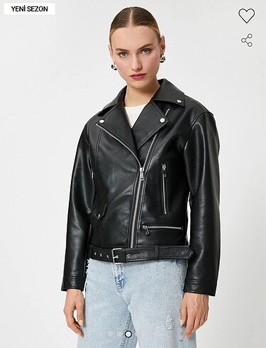 Oversize Biker Ceket Suni Deri Fermuarlı
