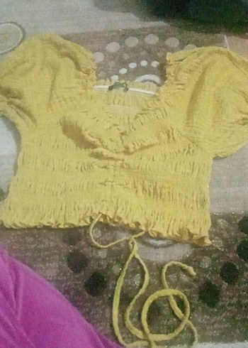 2K Sari Firfirli Firfirli Crop Bluz