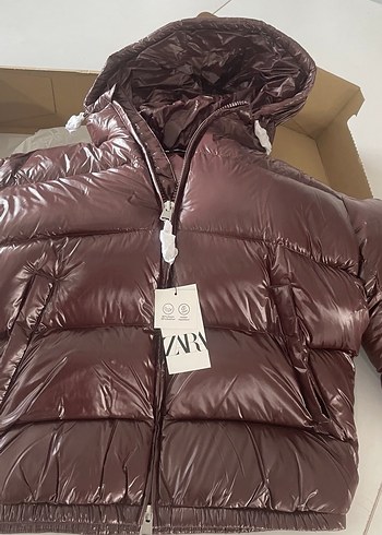 Zara bordo kuş tüyü mont - Görsel 2