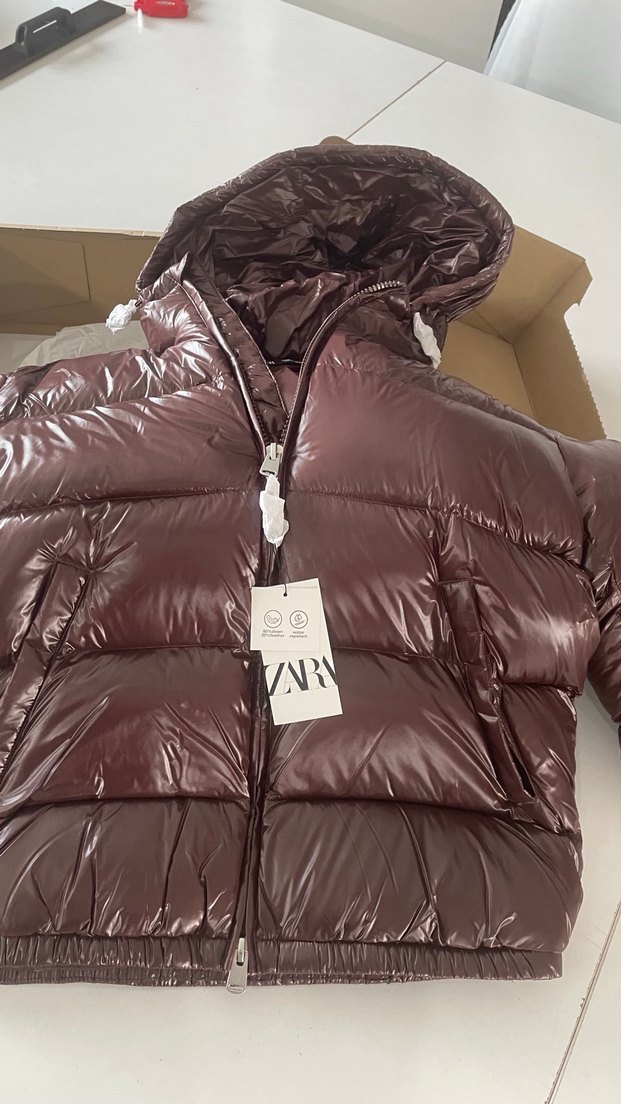 Zara bordo kuş tüyü mont - Görsel 2