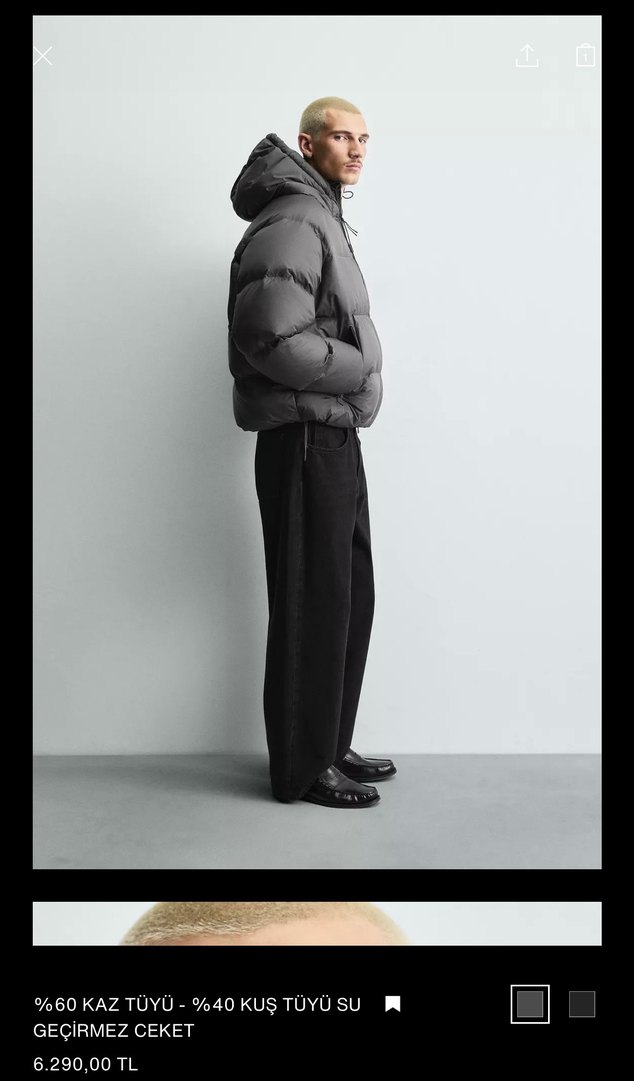 Zara kuş tüyü mont - Görsel 4