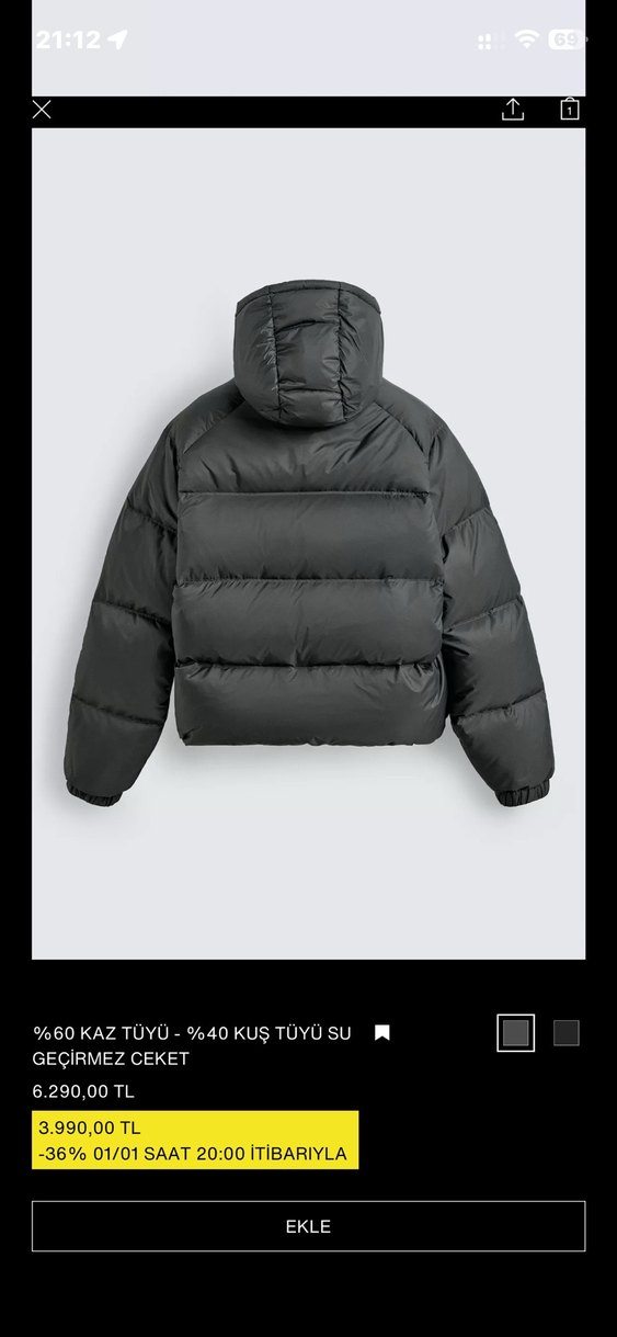 Zara kuş tüyü mont - Görsel 3