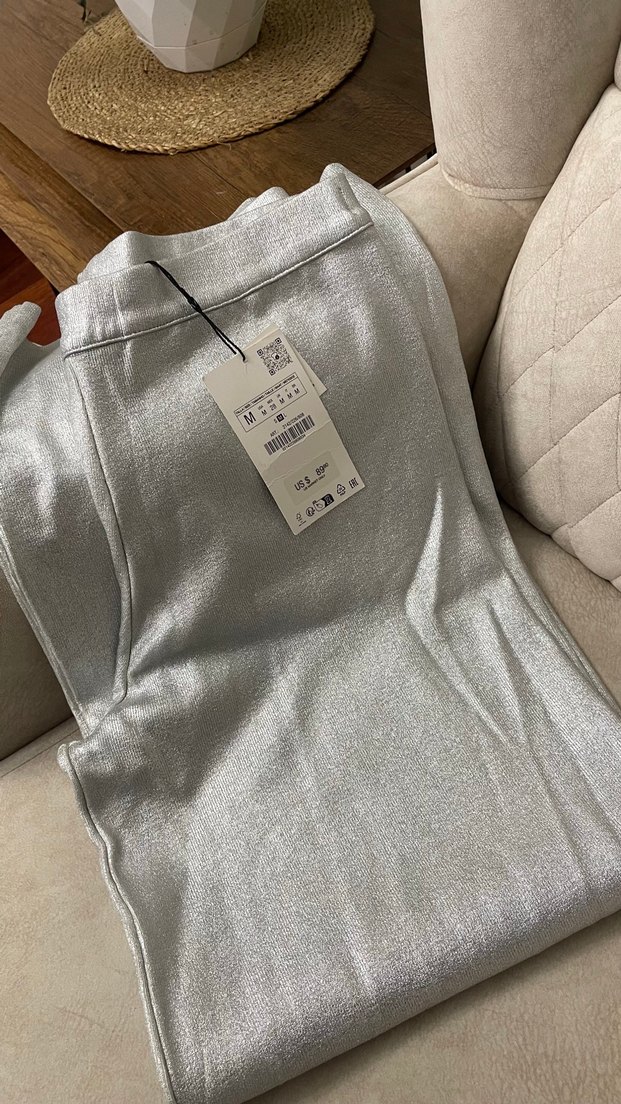 Gri Metalik Kadın Kumaş Pantolon - Görsel 3