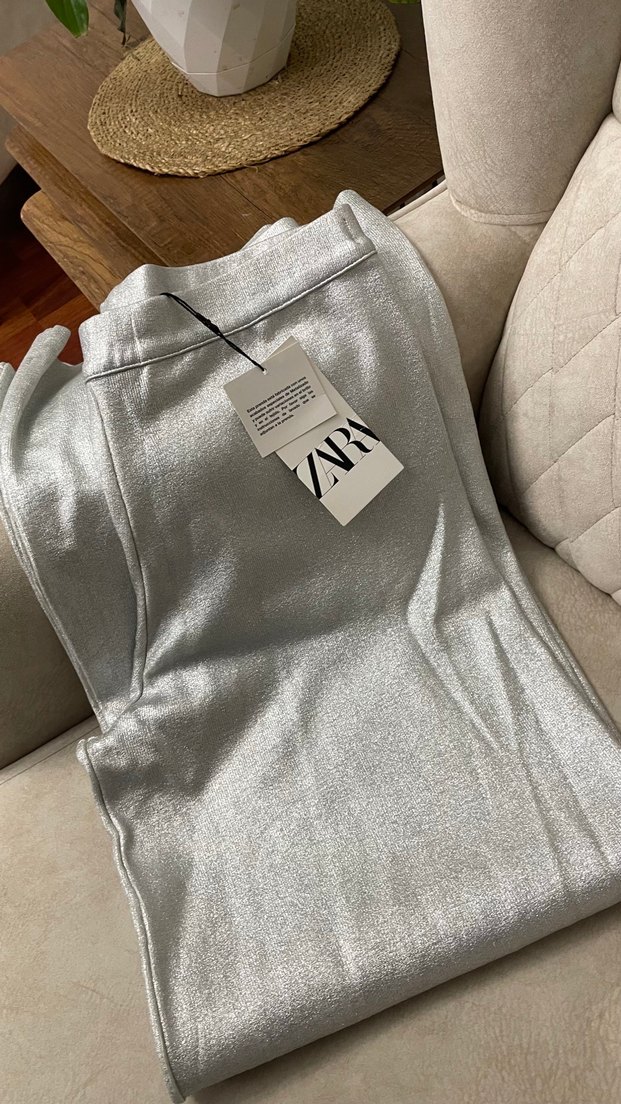 Gri Metalik Kadın Kumaş Pantolon - Görsel 2