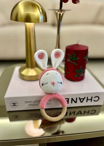 Pembe Tavşan Figürlü Diş Kaşıyıcı ve Çıngırak - Görsel 3