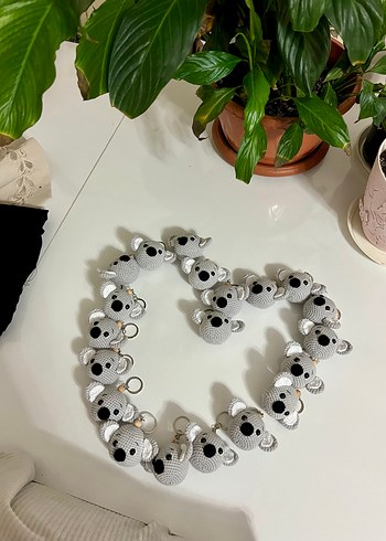 Gri, Boncuklu Koala Anahtarlık Adet - Görsel 2