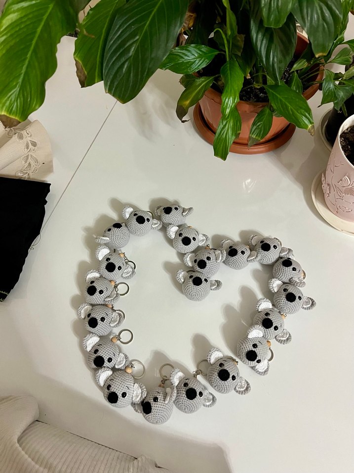 Gri, Boncuklu Koala Anahtarlık Adet - Görsel 2