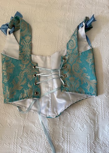 Turkuaz Vintage Dantel Detaylı Straplez Büstiyer - Görsel 2