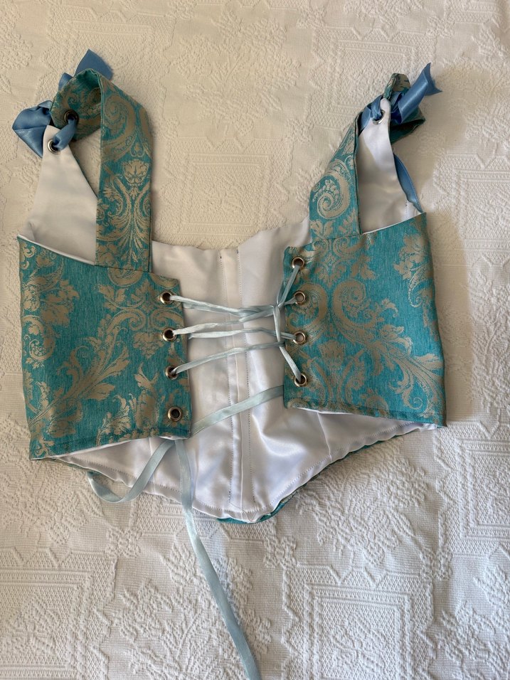 Turkuaz Vintage Dantel Detaylı Straplez Büstiyer - Görsel 2