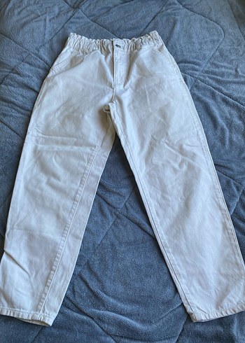 Beyaz Loose Fit Denim Kot Pantolon